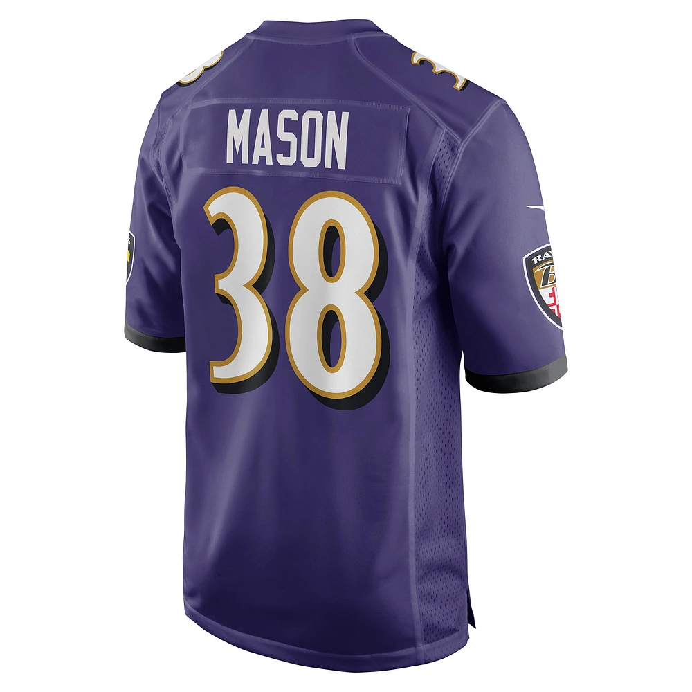 Maillot de match Nike Ben Mason violet Baltimore Ravens pour homme