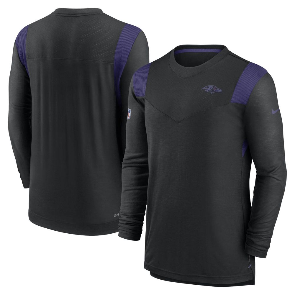 Men's Nike Black/Purple Baltimore Ravens Sideline Performance Long Sleeve T-Shirt