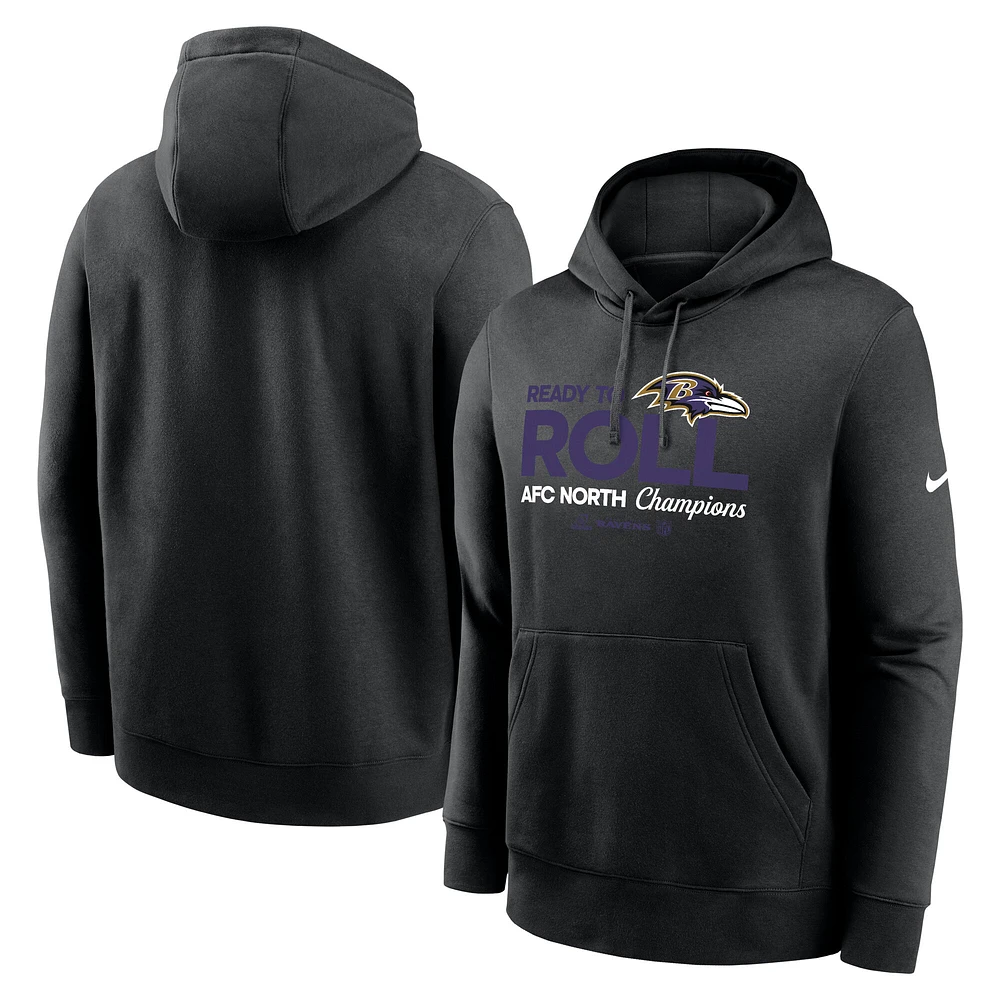 Sweat à capuche Nike noir pour homme Baltimore Ravens 2024 AFC North Division Champions Locker Room Trophy Collection