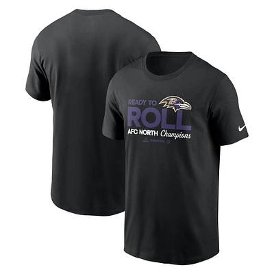 T-shirt Nike noir pour homme Baltimore Ravens 2024 AFC North Division Champions Locker Room Trophy Collection