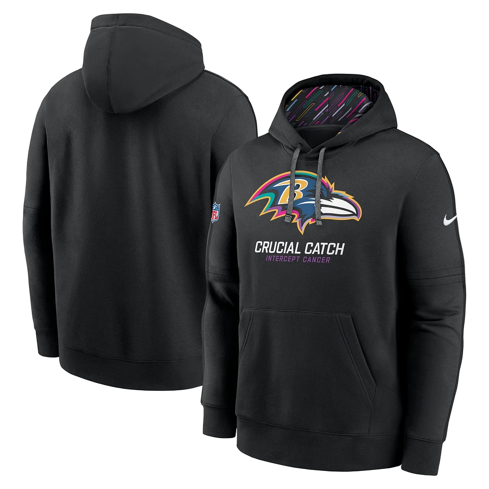 Sweat à capuche Nike noir Baltimore Ravens 2024 NFL Crucial Catch Club pour homme