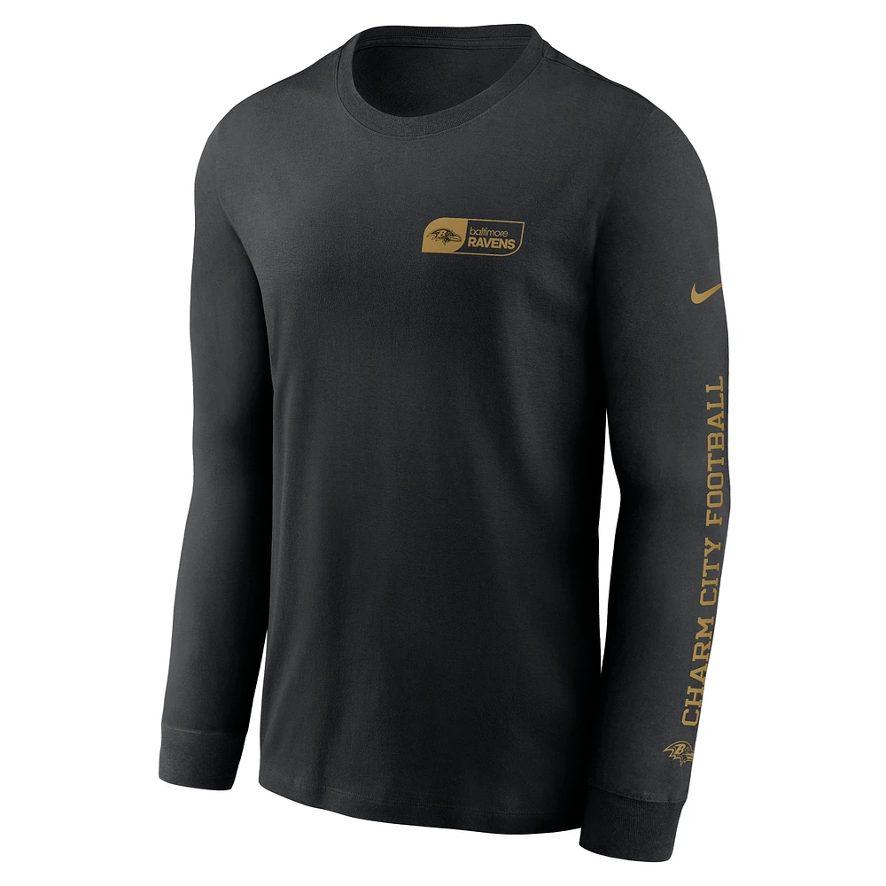 Men's Nike Black Baltimore Ravens All Out Long Sleeve T-Shirt