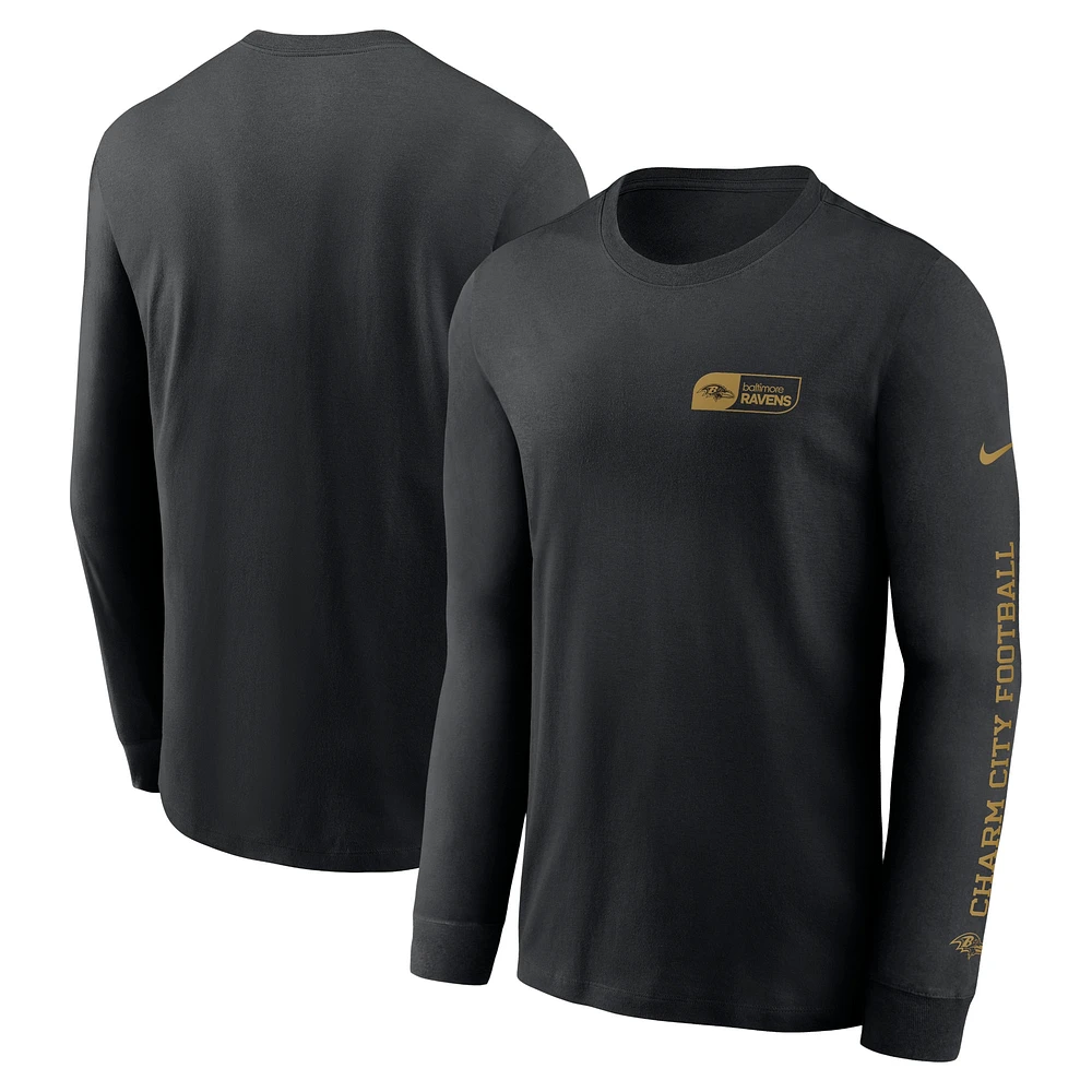 Men's Nike Black Baltimore Ravens All Out Long Sleeve T-Shirt