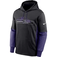 Men's Nike Black Baltimore Ravens Color Block Fleece Performance Pullover Hoodie