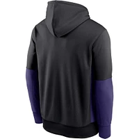 Men's Nike Black Baltimore Ravens Color Block Fleece Performance Pullover Hoodie