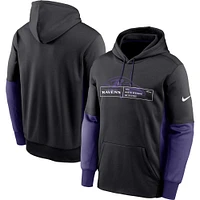 Men's Nike Black Baltimore Ravens Color Block Fleece Performance Pullover Hoodie