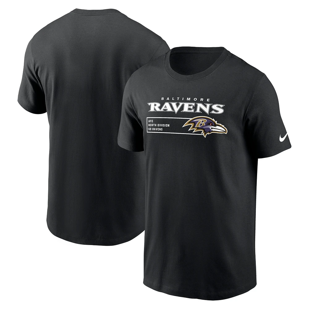 T-shirt essentiel Nike noir Baltimore Ravens Division pour homme