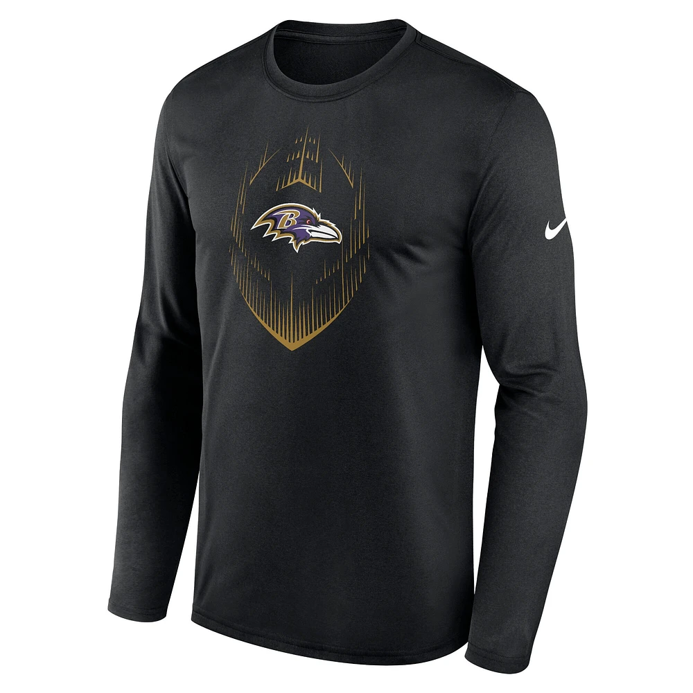 Men's Nike Black Baltimore Ravens Icon Legend Performance Long Sleeve T-Shirt