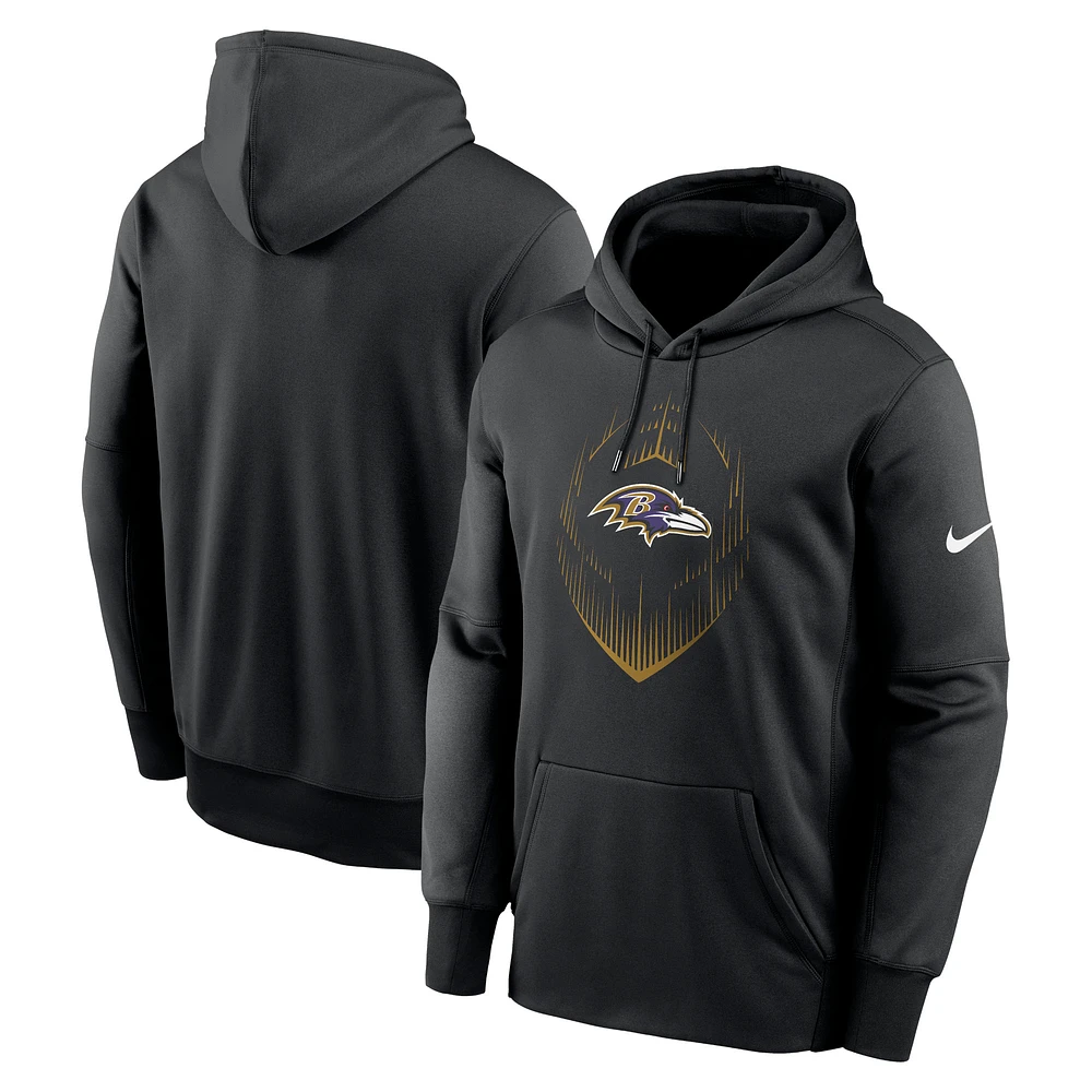 Men's Nike Black Baltimore Ravens Icon Performance Pullover Hoodie