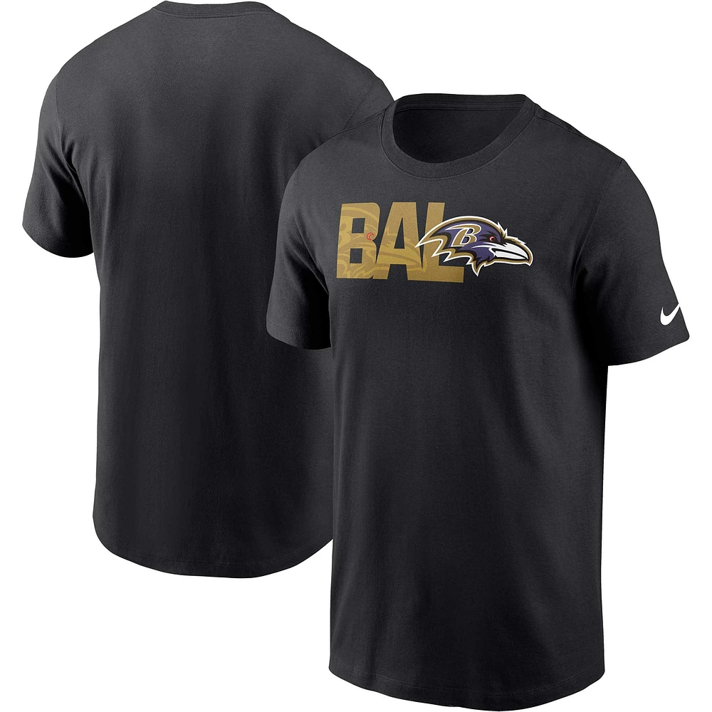 T-shirt essentiel Nike noir Baltimore Ravens Local pour homme