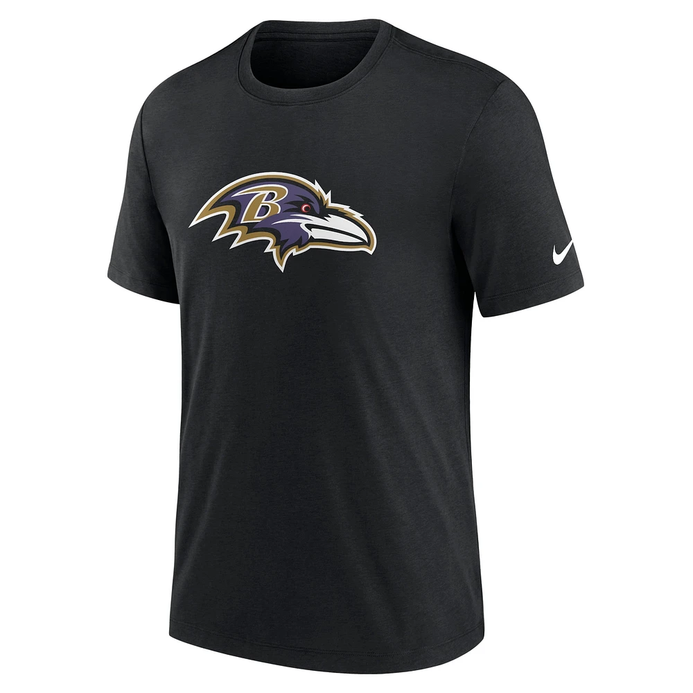 Men's Nike Black Baltimore Ravens Rewind Logo Tri-Blend T-Shirt