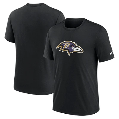 T-shirt à trois mélanges Nike Ravens de Baltimore pour homme avec logo Rewind noir