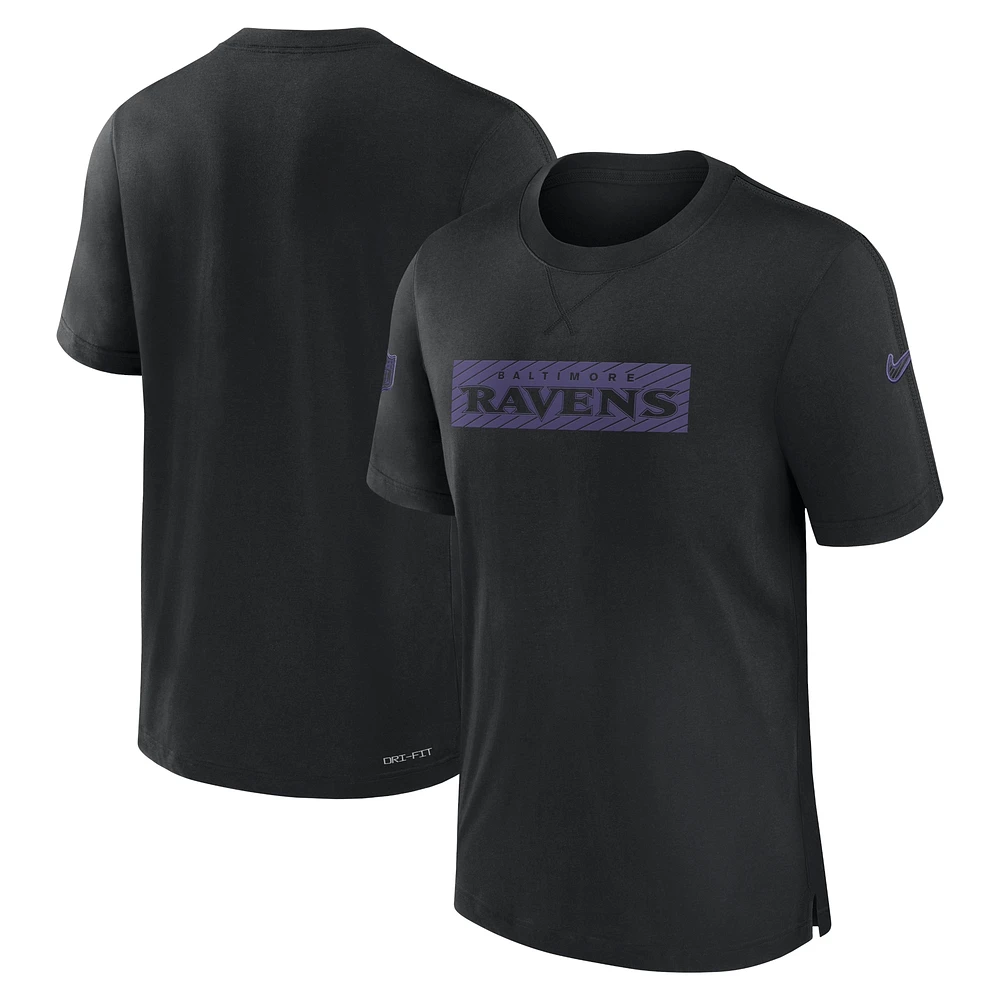 T-shirt Nike noir pour homme Baltimore Ravens Sideline Player Performance