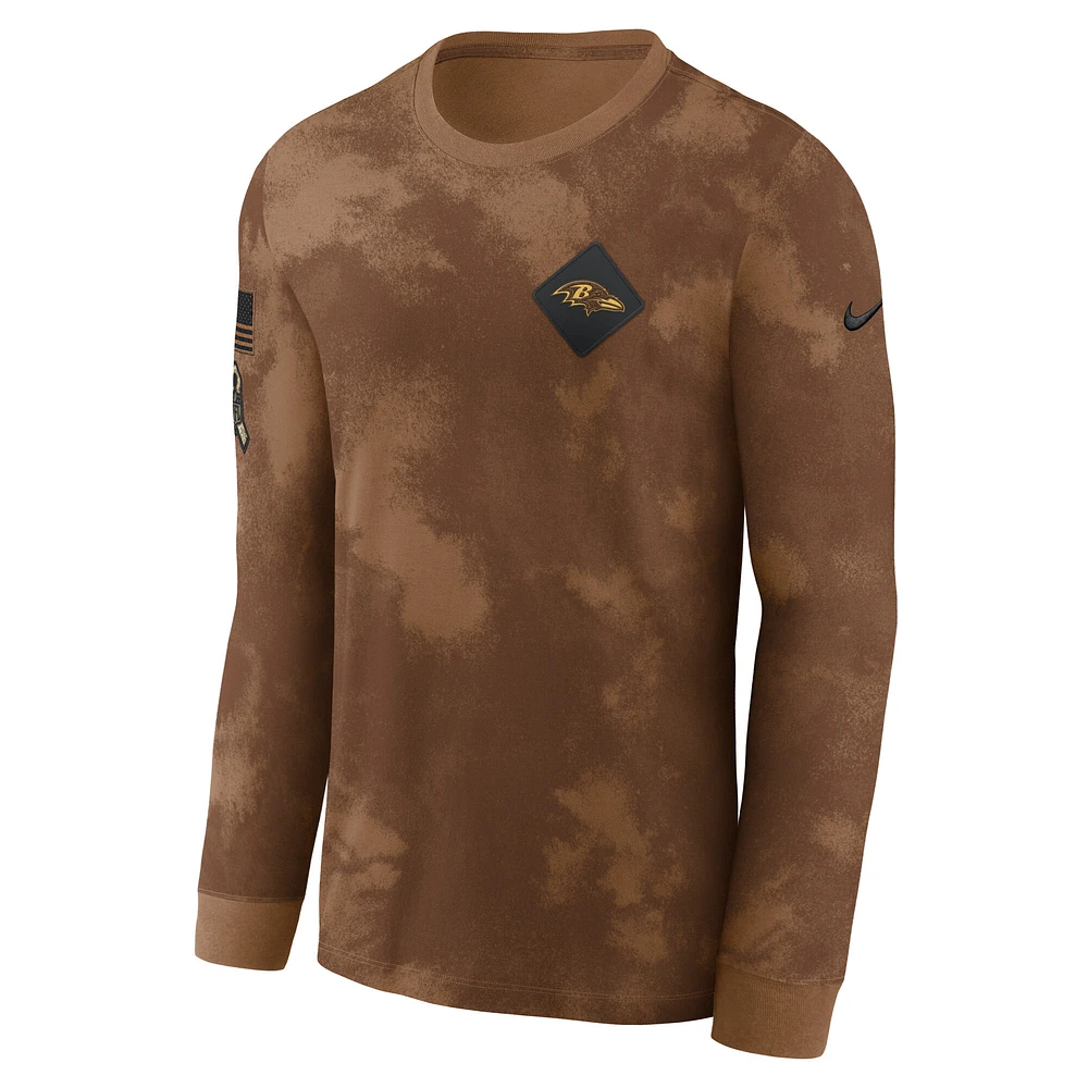 Men's Nike  Brown Baltimore Ravens Salute To Service Long Sleeve T-Shirt