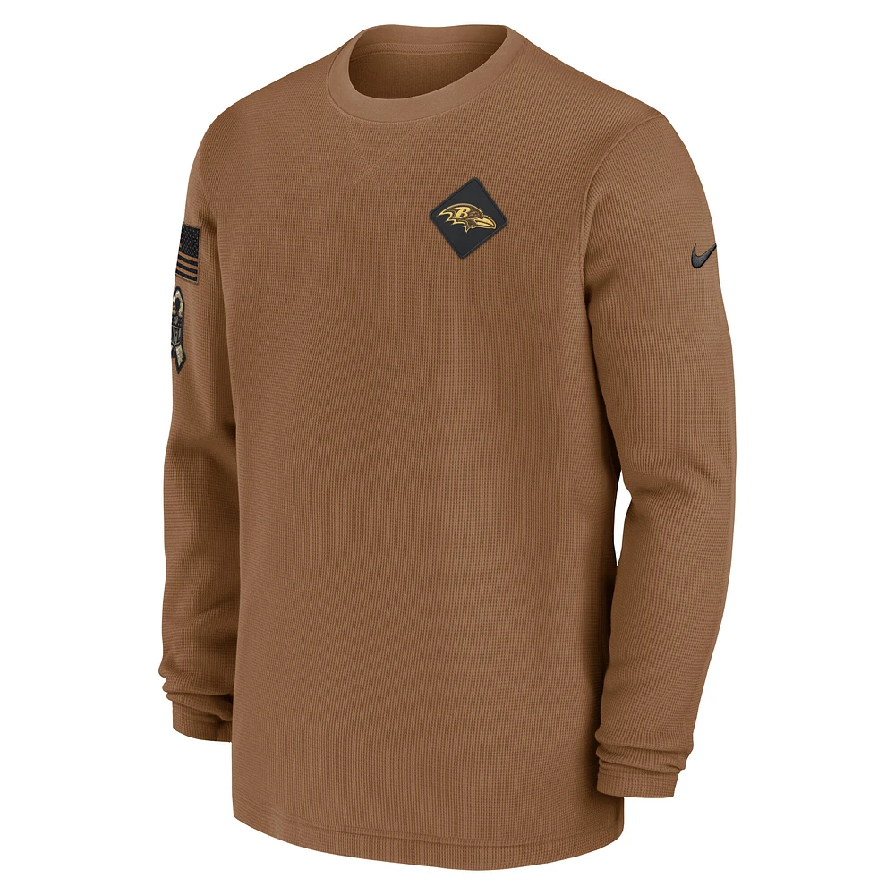 Sweat-shirt à capuche Salute to Service pour homme Nike marron Baltimore Ravens