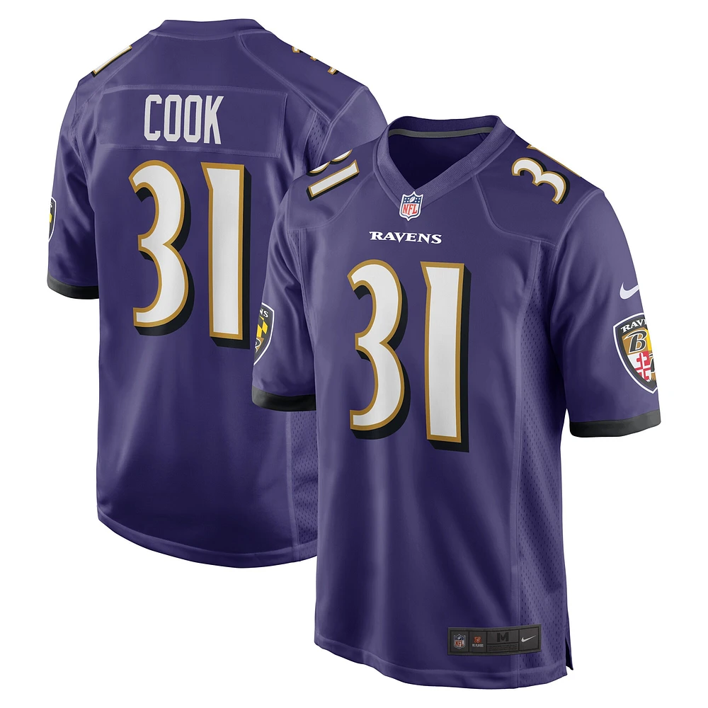 Maillot de match Nike Dalvin Cook violet Baltimore Ravens pour homme