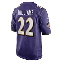 Maillot de match joueur Nike Damarion Williams violet Baltimore Ravens pour hommes