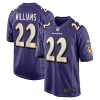 Maillot de match joueur Nike Damarion Williams violet Baltimore Ravens pour hommes