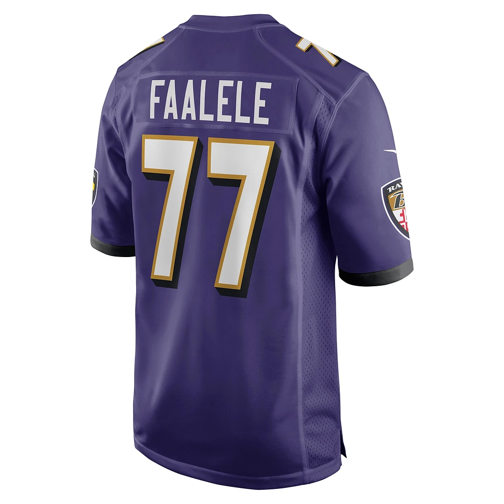 Maillot de match Nike Daniel Faalele pour homme des Ravens Baltimore, violet