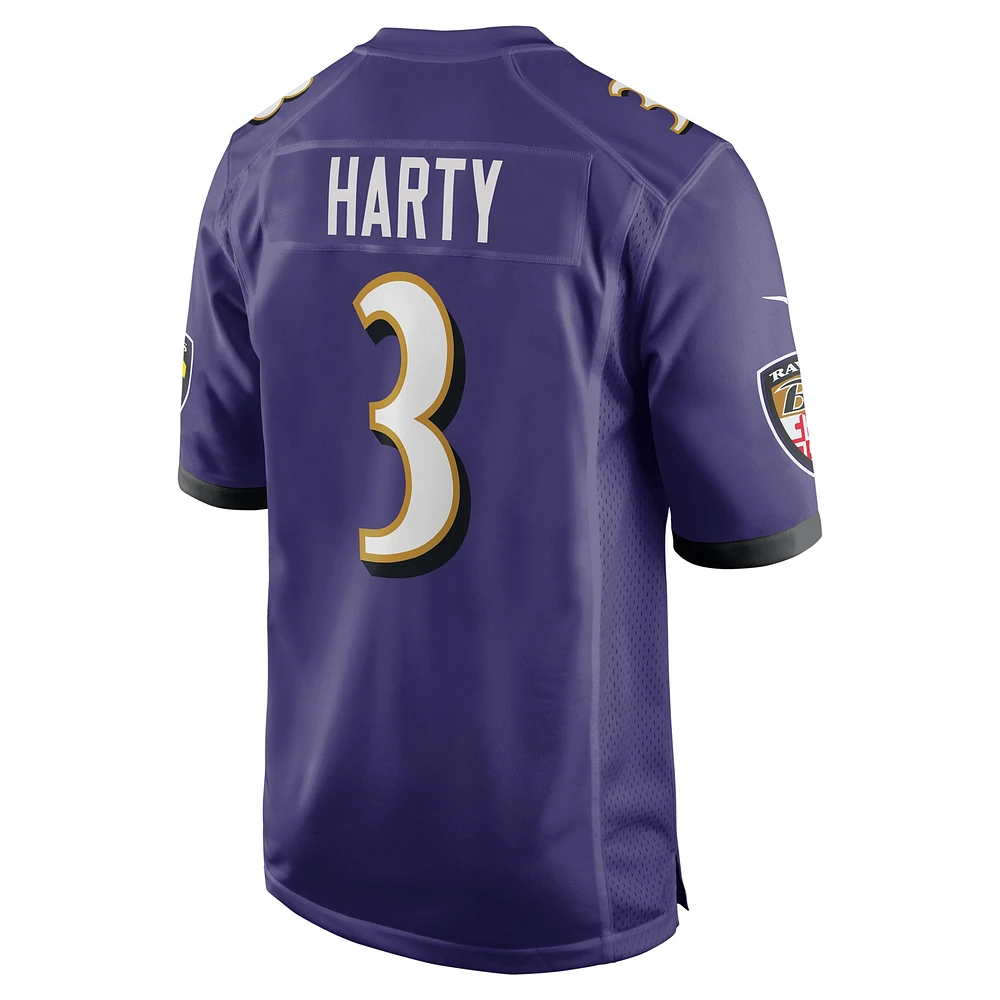 Maillot de match Nike Deonte Harty violet pour homme des Baltimore Ravens