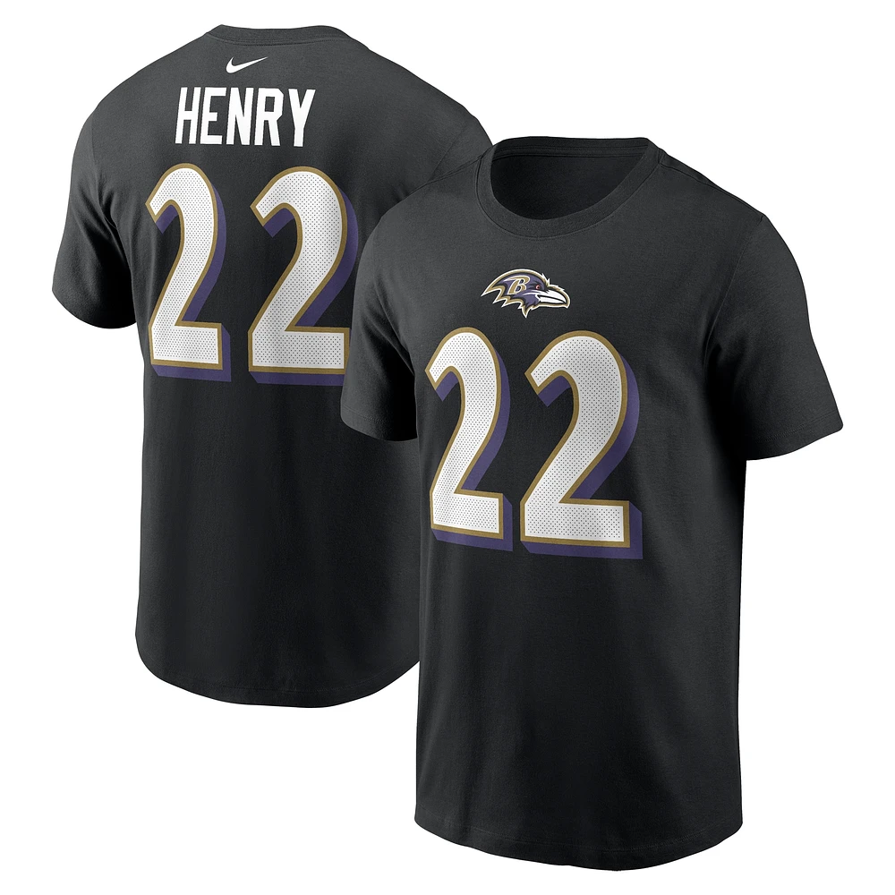 T-shirt Nike Derrick Henry pour homme, noir, Baltimore Ravens, nom et numéro du joueur