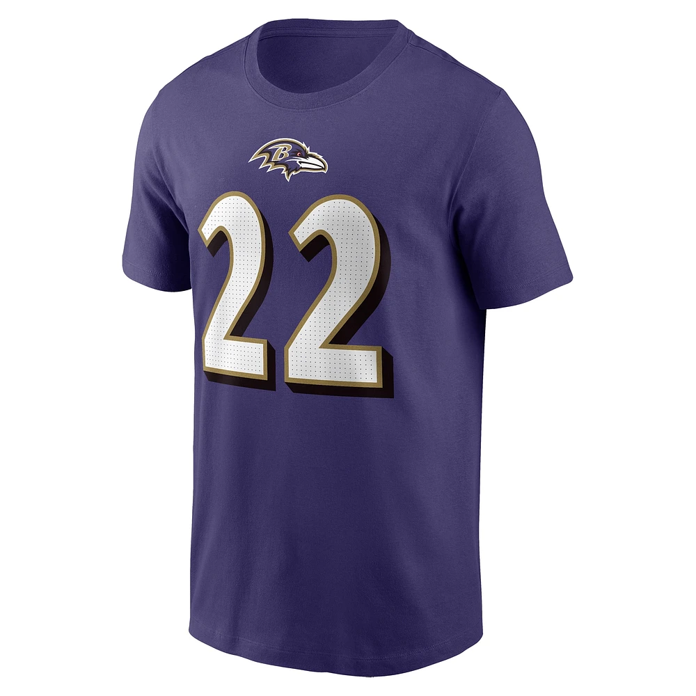 T-shirt avec nom et numéro de joueur Nike Derrick Henry violet Baltimore Ravens pour homme