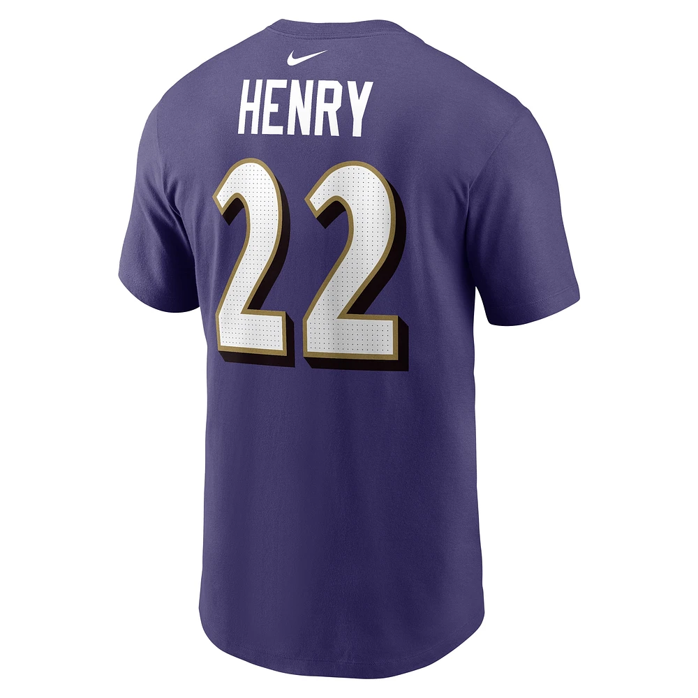 T-shirt avec nom et numéro de joueur Nike Derrick Henry violet Baltimore Ravens pour homme