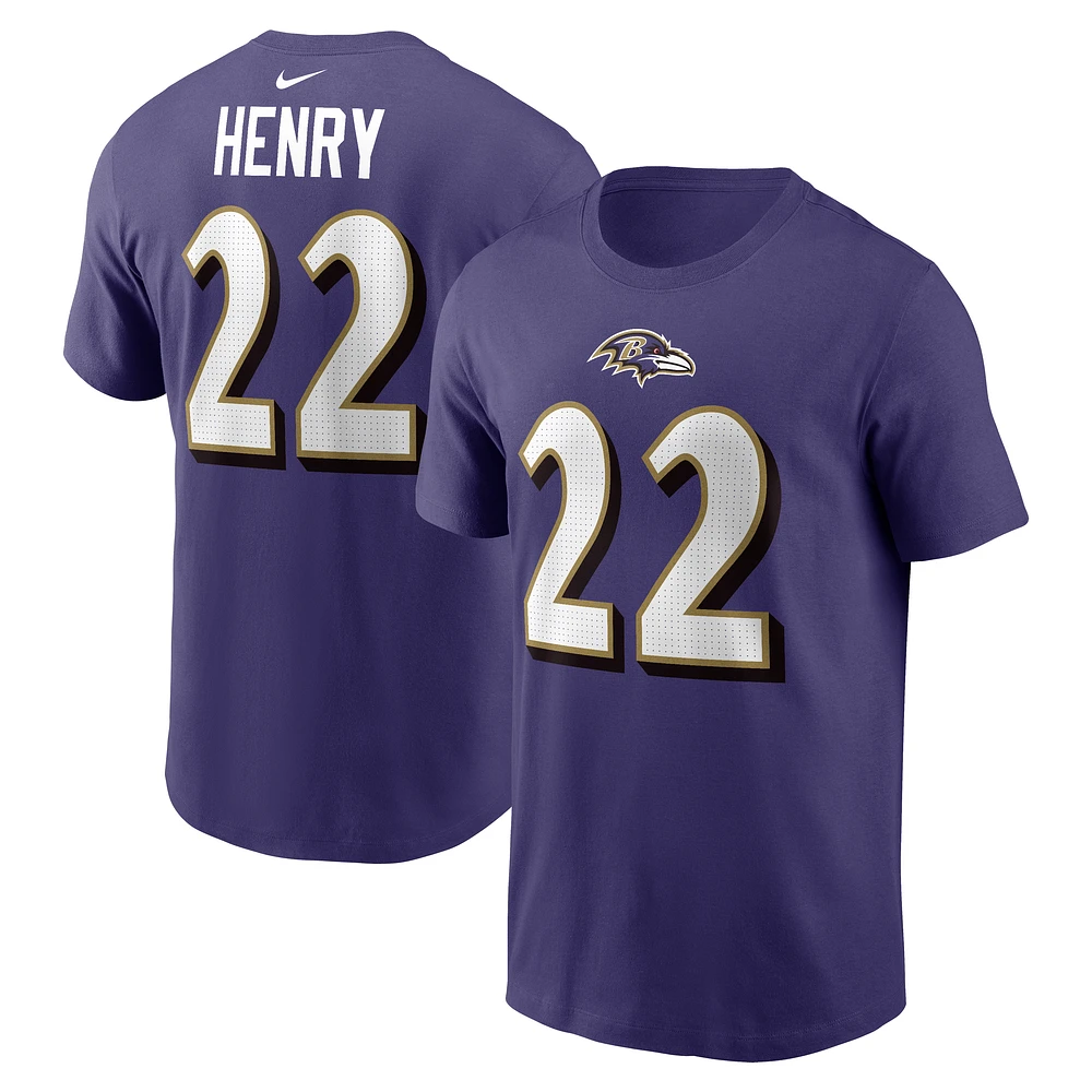 T-shirt avec nom et numéro de joueur Nike Derrick Henry violet Baltimore Ravens pour homme