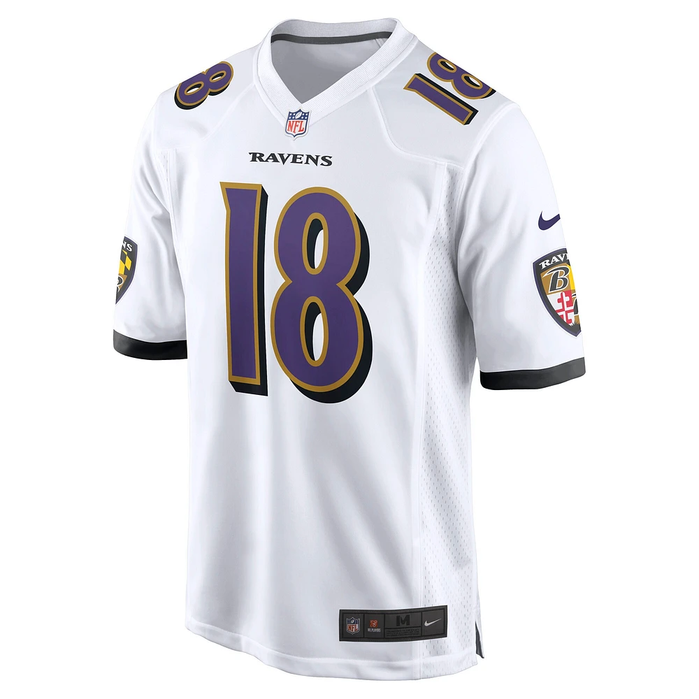 Maillot de jeu joueur Nike Diontae Johnson pour homme, blanc, Baltimore Ravens