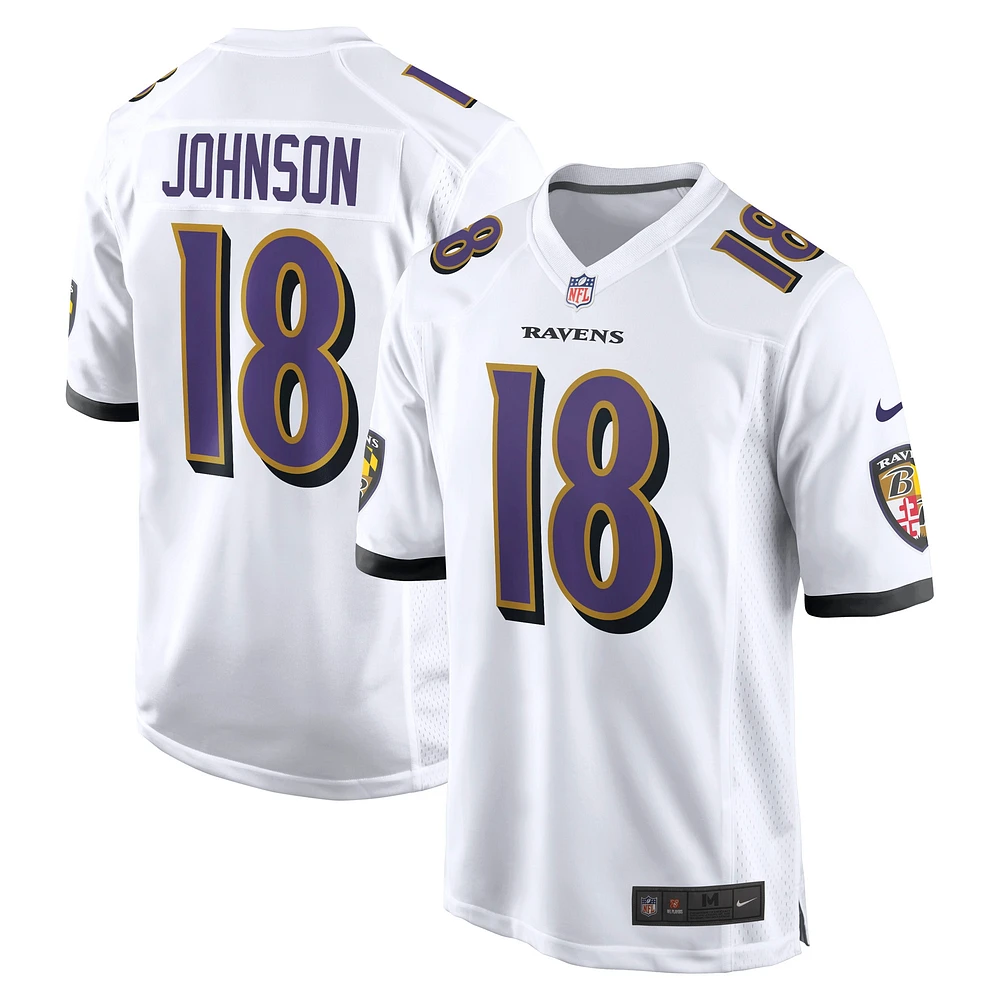 Maillot de jeu joueur Nike Diontae Johnson pour homme, blanc, Baltimore Ravens