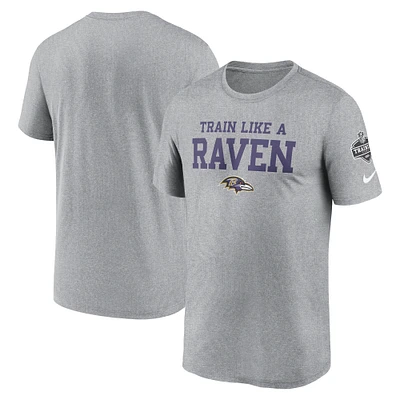 T-shirt Nike Heather Grey Baltimore Ravens 2024 NFL Training Camp Legend Performance pour homme