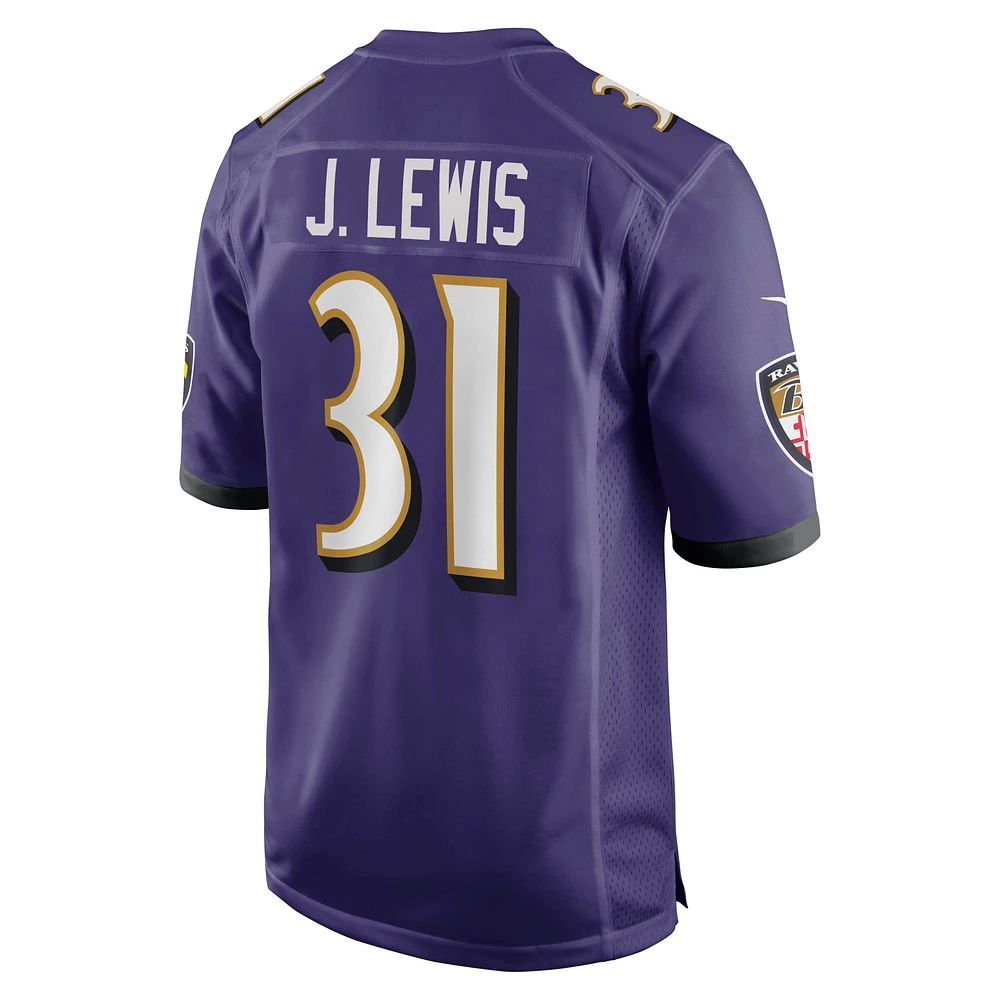 Maillot de joueur retraité Nike Jamal Lewis violet des Ravens Baltimore pour hommes