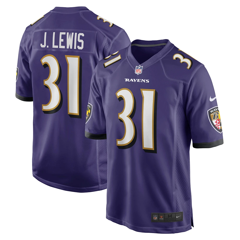 Maillot de joueur retraité Nike Jamal Lewis violet des Ravens Baltimore pour hommes