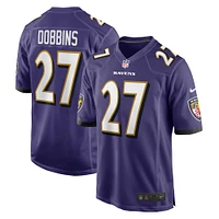 Nike J.K. pour hommes Dobbins – maillot violet de l'équipe jeu des Ravens Baltimore