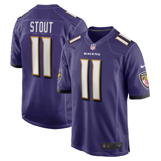 Maillot de match joueur Nike Jordan Stout violet Baltimore Ravens pour hommes