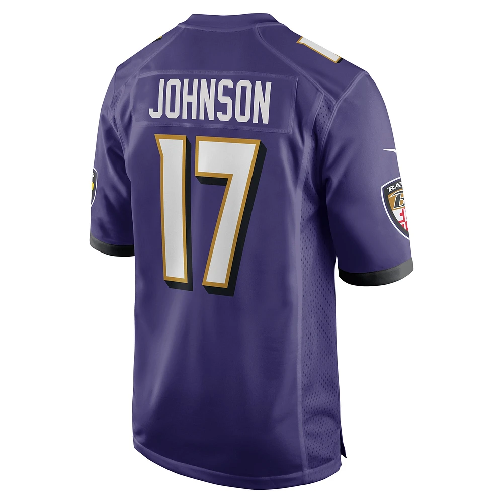 Men's Nike Josh Johnson  Purple Baltimore Ravens Team Game Jersey