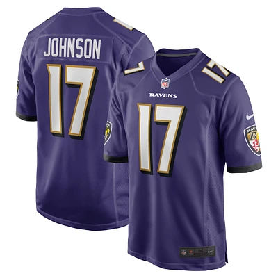 Maillot de match Nike Josh Johnson violet pour homme des Baltimore Ravens