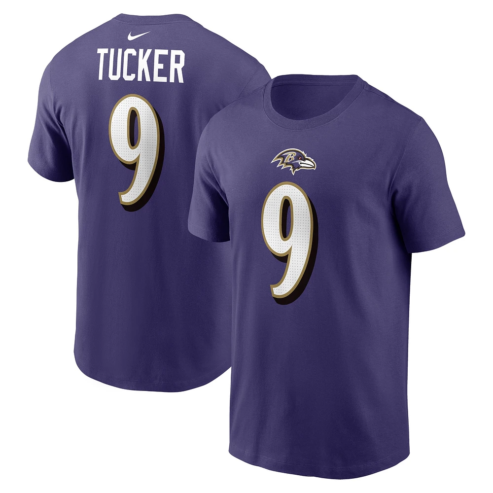 T-shirt avec nom et numéro de joueur Nike Justin Tucker violet des Ravens Baltimore pour hommes