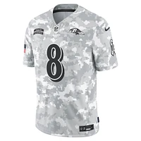 Men's Nike Lamar Jackson Arctic Camo Baltimore Ravens 2024 Salute to Service Limited Jersey