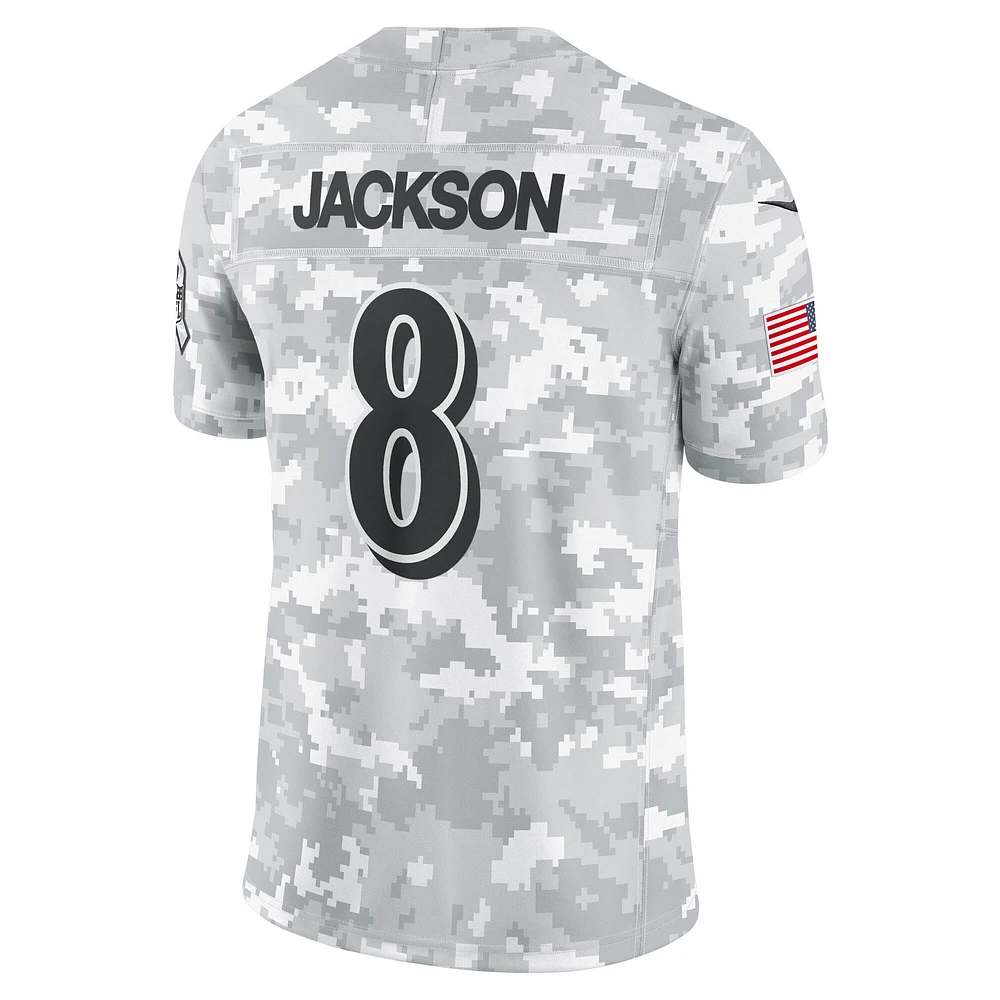 Men's Nike Lamar Jackson Arctic Camo Baltimore Ravens 2024 Salute to Service Limited Jersey