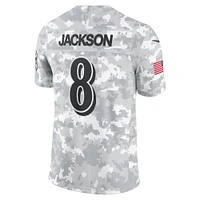 Men's Nike Lamar Jackson Arctic Camo Baltimore Ravens 2024 Salute to Service Limited Jersey