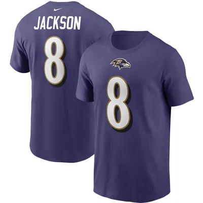 T-shirt avec nom et numéro Nike Lamar Jackson pour homme, violet, Baltimore Ravens