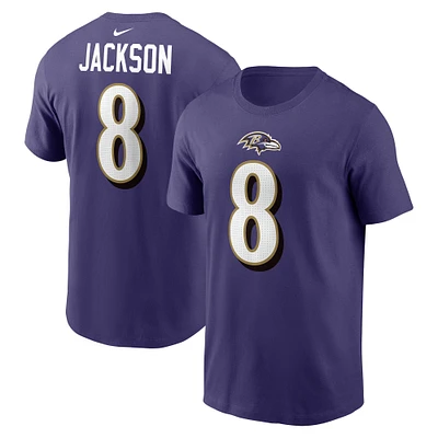 T-shirt avec nom et numéro de joueur Nike Lamar Jackson violet Baltimore Ravens pour homme