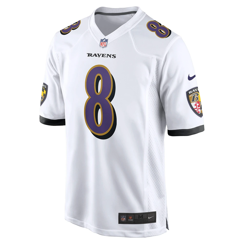 Maillot de match Nike Lamar Jackson pour hommes, blanc, Baltimore Ravens