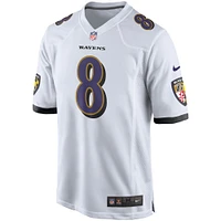 Maillot de jeu Nike Lamar Jackson pour homme, blanc, Baltimore Ravens, joueur