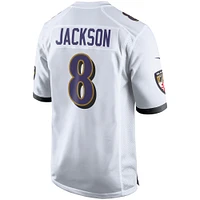 Maillot de jeu Nike Lamar Jackson pour homme, blanc, Baltimore Ravens, joueur