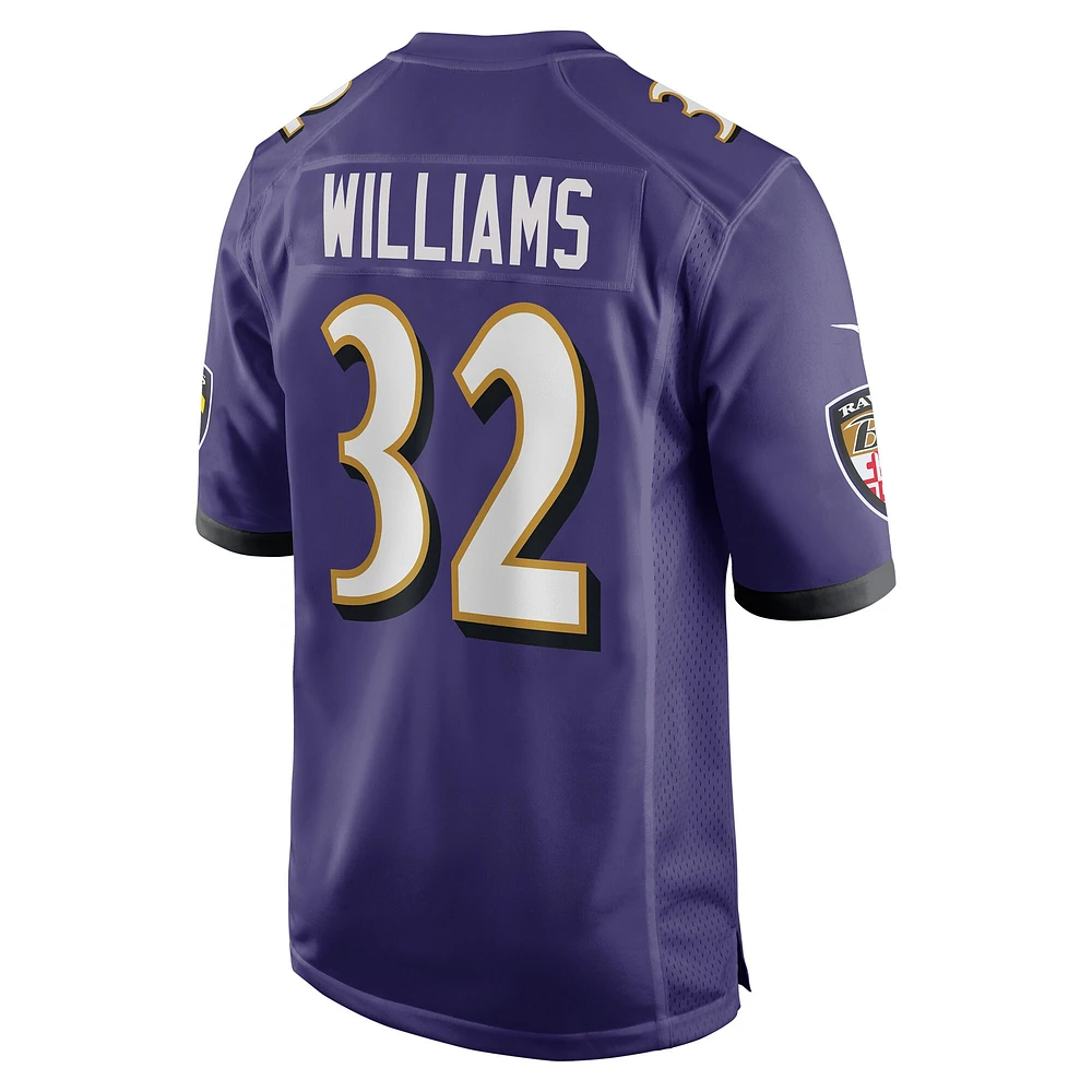 Maillot de match joueur Nike Marcus Williams violet Baltimore Ravens pour hommes