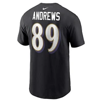 T-shirt avec nom et numéro du joueur Baltimore Ravens Nike Mark Andrews pour homme, noir