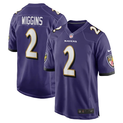 Maillot de jeu Nike violet Nate Wiggins des Baltimore Ravens pour homme