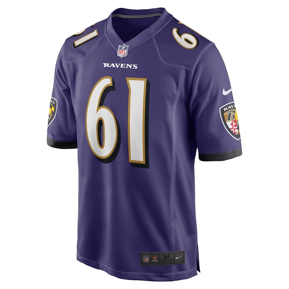 Maillot de match Nike Nick Samac violet pour homme des Baltimore Ravens